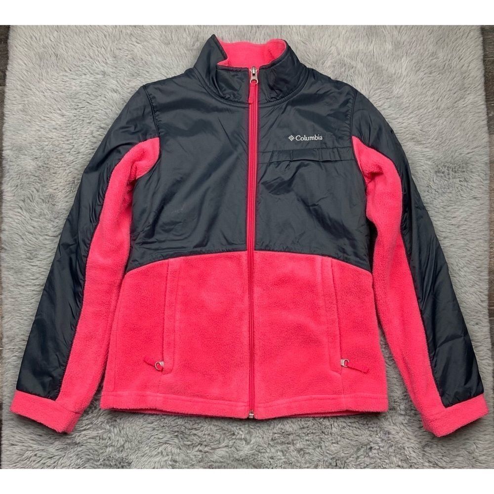 Columbia pink and grey fleece jacket
